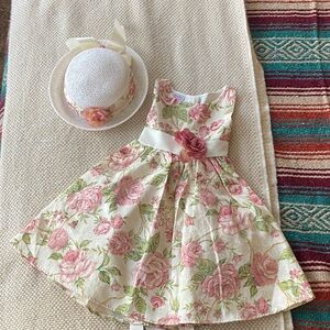 Vintage SweetKids Floral Dress with Matching Hat Size 2T